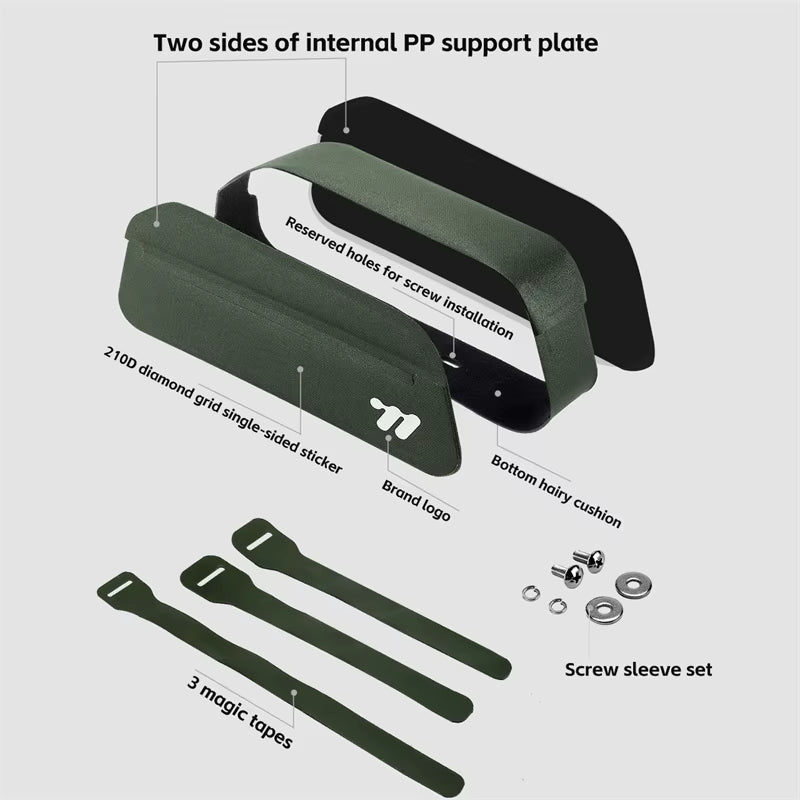 Bicycle Magnetic Lid Top Tube Bag with Bolts Mounted & Straps MTB Road Bike Waterproof Front Frame Structured Bag