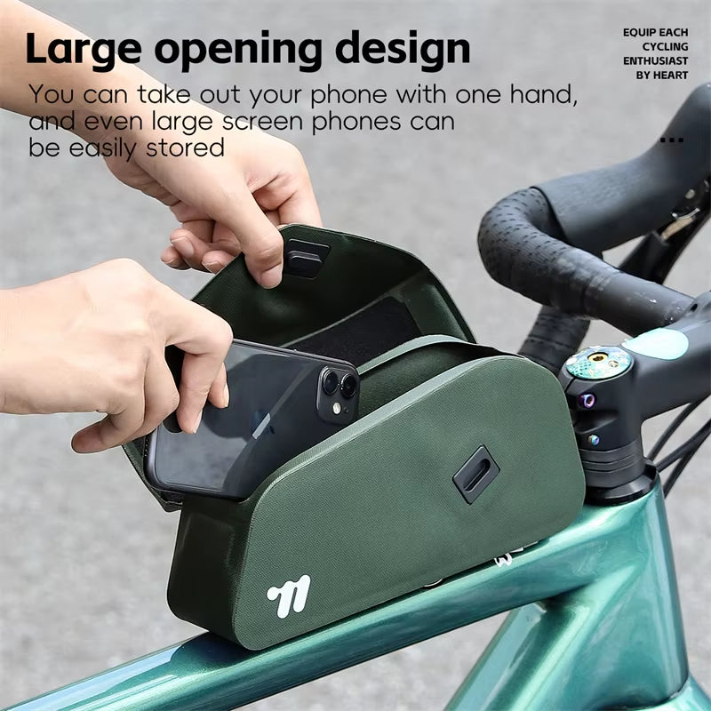 Bicycle Magnetic Lid Top Tube Bag with Bolts Mounted & Straps MTB Road Bike Waterproof Front Frame Structured Bag