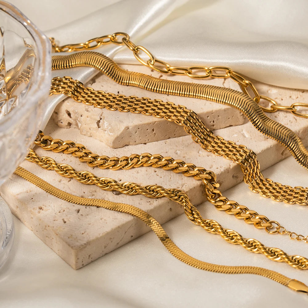 Fashion Link Chain Stainless Steel Bangle Bracelet for Women