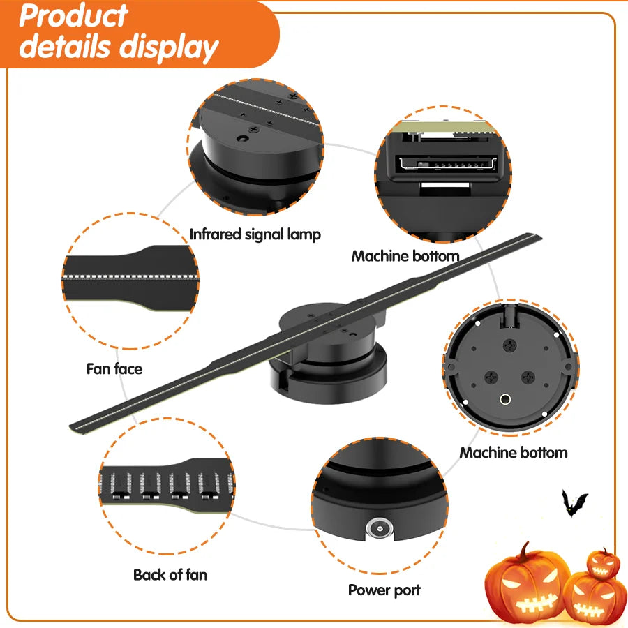 3D Holographic Fan Wifi Remote Custom ICONS Display