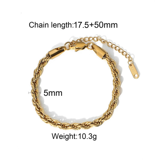 Fashion Link Chain Stainless Steel Bangle Bracelet for Women 