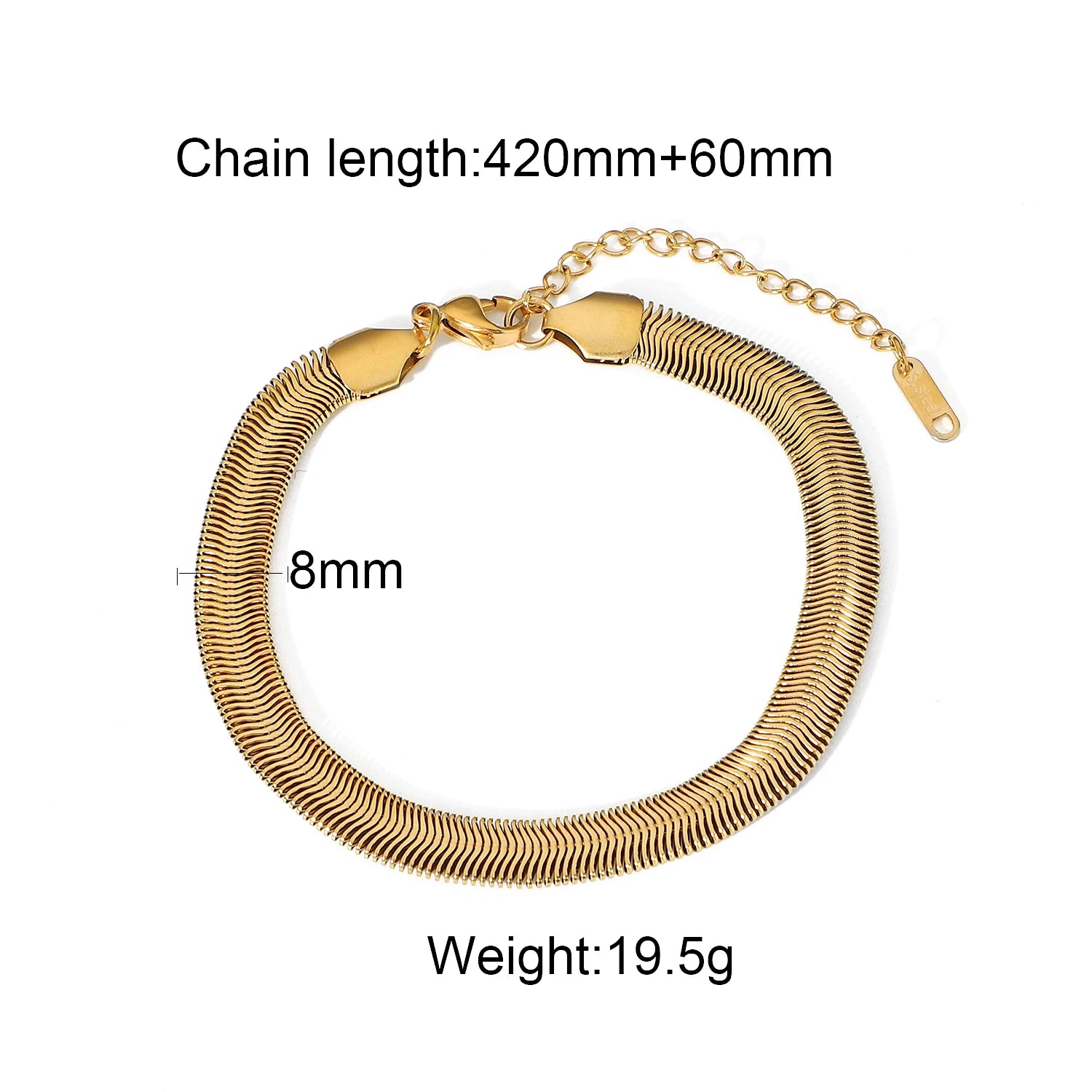 Fashion Link Chain Stainless Steel Bangle Bracelet for Women 