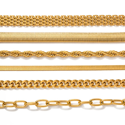 Fashion Link Chain Stainless Steel Bangle Bracelet for Women 