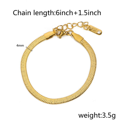 Fashion Link Chain Stainless Steel Bangle Bracelet for Women 