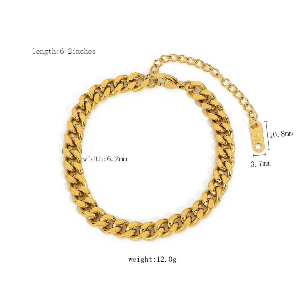 Fashion Link Chain Stainless Steel Bangle Bracelet for Women 